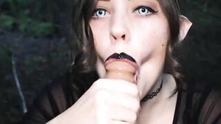 Emma Choice - Elf Masturbates with Dildo & Blowjob in The Forest
