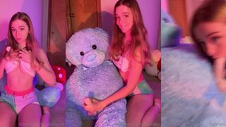 bellabumzy cute girl plays with her teddy bear