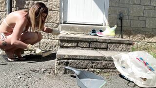 Hannah gardening clean up