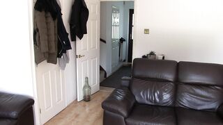 Hannah B red latex doggy creampie