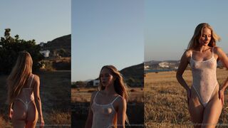 Caroline Zalog Naked see through in the wild