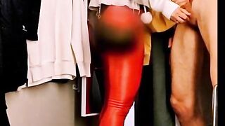 Gentlyperv DRESSING ROOM Double Handjob with Blowjob Cumshot. two Sluts